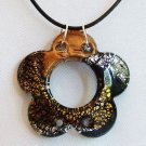 Large Flower Lampwork Glass Pendant Leather Necklace