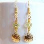 Handmade Gold Tone Hello Kitty Cat with Flower Earrings