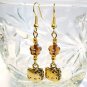 Handmade Gold Tone Hello Kitty Cat with Flower Earrings