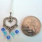 Blue Crystal Dangle Pendant Sterling Silver Necklace