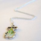 Teddy Bear w/ Crystal Pendant Sterling Silver Necklace