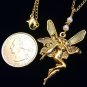 Handmade Gold Tone Fairy Angel with Pearls Pendant Necklace