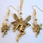 Handmade Gold Tone Fairy Angel with Pearls Pendant Necklace