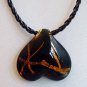 Upside-Down Heart Lampwork Glass Pendant Necklace