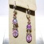 Handmade Pink Blue Crackle Glass Silver Dangle Earrings