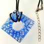 Square Lampwork Glass Pendant Necklace
