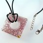 Square Lampwork Glass Pendant Necklace