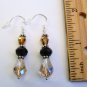 Sterling Silver Amber Black Brown Swarovski Crystals Handmade Earrings