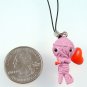Pink Voodoo Doll Cell Phone MP3 Charm - With Red Heart Balloon