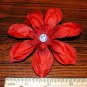 Handmade Large Red Flower Hair Clip 4"