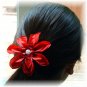 Handmade Large Red Flower Hair Clip 4"