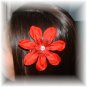 Handmade Large Red Flower Hair Clip 4"