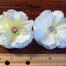 Handmade White Flower Hair Clip Duo