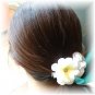 Handmade White Flower Hair Clip Duo
