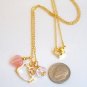 White Hello Kitty Face Crystal Pendant Gold Handmade Necklace