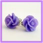 Purple Rose Flower Post Earrings Studs Handmade