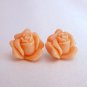 Apricot Orange15mm Rose Flower Post Earrings Studs Handmade