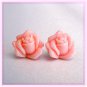 15mm Baby Pink Rose Flower Post Earrings Studs Handmade