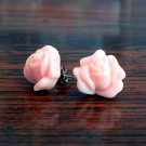 15mm Baby Pink Rose Flower Post Earrings Studs Handmade