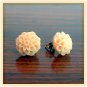 Handmade Dahlia Mum Post Earrings Studs - Peach