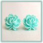 Pastel Blue Rose Flower Handmade Post / Studs Earrings