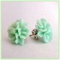 Pastel Light Green Flower Post Earrings Studs Handmade