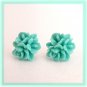 Green Flower Post Earrings Studs Handmade