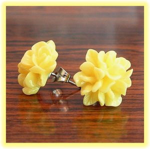 Yellow Flower Post Earrings Studs Handmade