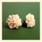 Peach Flower Post Earrings Studs Handmade