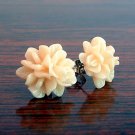 Peach Flower Post Earrings Studs Handmade