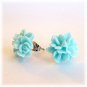 Pastel Light Blue Flower Post Earrings Studs Handmade