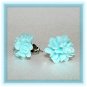 Pastel Light Blue Flower Post Earrings Studs Handmade
