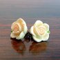 Ivory with Pale Pink Core Flower Post Stud Handmade Earrings