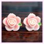 Pink with White Core Flower Post Stud Handmade Earrings