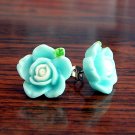 Pastel Blue with White Core Flower Post Stud Handmade Earrings