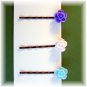 Handmade Mixed Rose Flower Bobby Pins Hair Pins Trio - Pale Pink Purple Blue