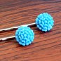 Glitter Light Blue Mum Flower Bobby Pins Hair Pins Handmade