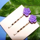 Purple Rose Flower Bobby Pins Hair Pins Handmade