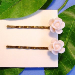 Light Pink Rose Flower Bobby Pins Hair Pins Handmade