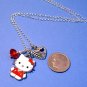 Handmade Hello Kitty Heart Red Crystal Pendant Necklace