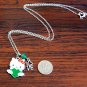 Handmade Hello Kitty with Green Heart and LOVE Pendant Silver Necklace