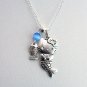 Silver Mermaid Hello Kitty with Fish Pendant Handmade Necklace