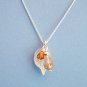 Frosted Glass Leaf Swarovski Crystals Sterling Necklace