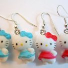 Kawaii Hello Kitty with Bow Earrings -Blue or Dark Rose