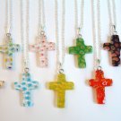 Millefiori Cross Sterling Silver Necklace-Choose Color