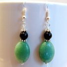 Green Aventurine & Black Onyx Sterling Silver Handmade Earrings