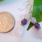 Rose Quartz Amethyst Sterling Silver Handmade Earrings