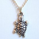 Silver Tone Turtle Charm Pendant Handmade Necklace