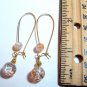 Gold Tone Crackle Glass Drop Earrings - Choose Color