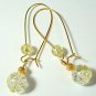 Gold Tone Crackle Glass Drop Earrings - Choose Color